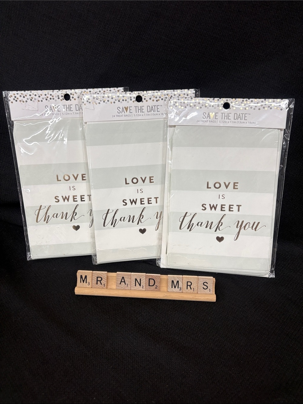 Love Is Sweet "Thank You" Treat Bags with Mr. And Mrs. Scrabble decor